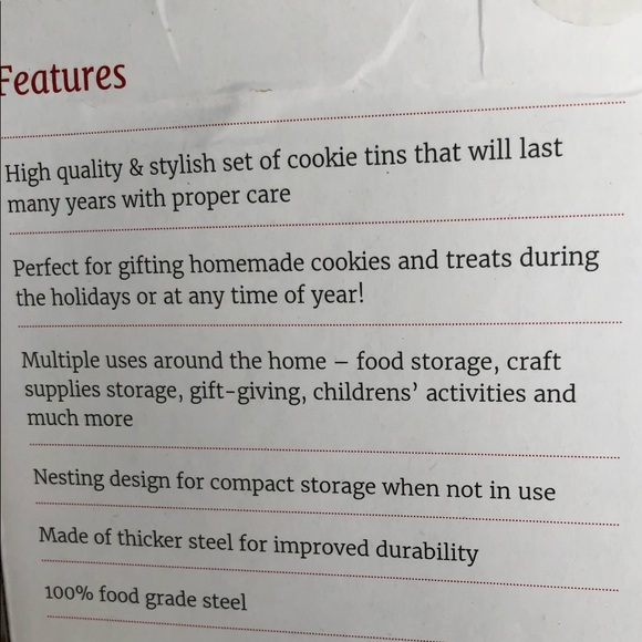 NWT never opened 3 nesting cookie tins red&white❣️ - Picture 9 of 10